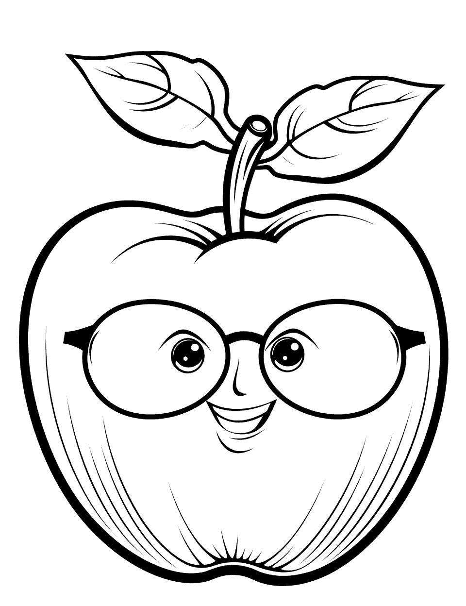 Apple with Sunglasses Coloring Page - A cool looking apple wearing glasses.