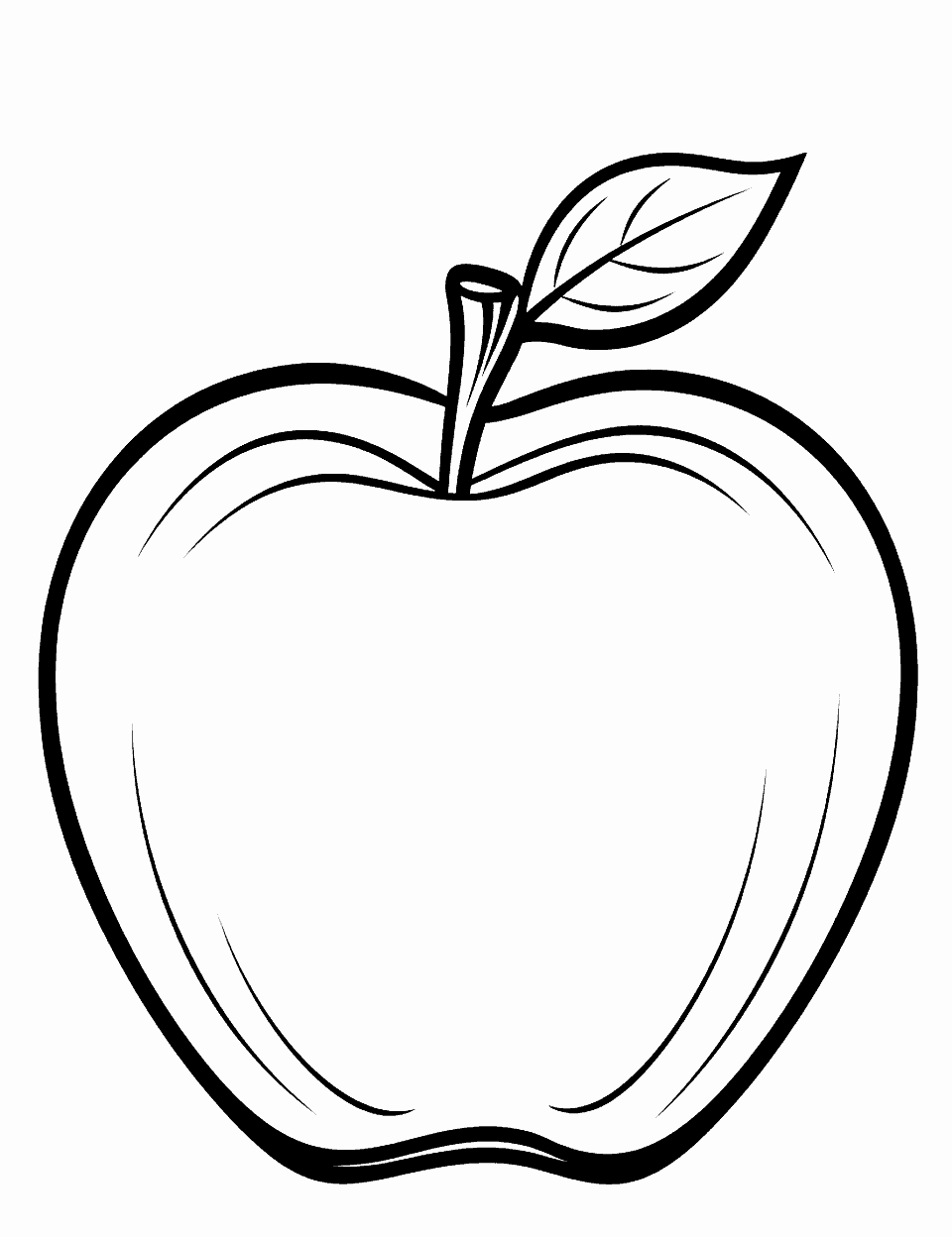 Simple Apple Outline Coloring Page - A basic outline of an apple, perfect for young children to color.