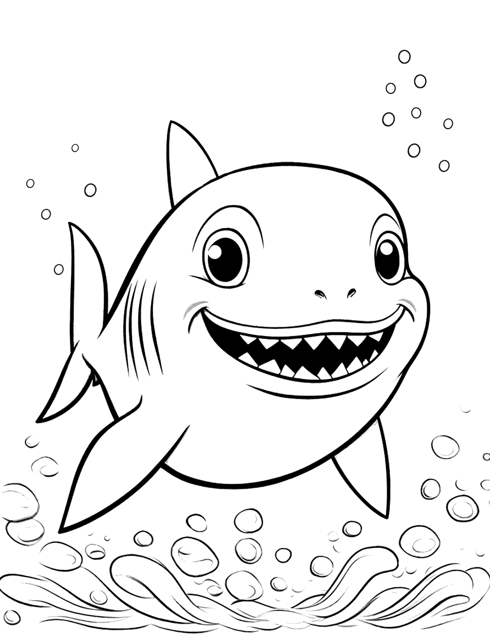 Realistic Baby Shark Coloring Page - A more lifelike depiction of Baby Shark, swimming near the ocean floor.