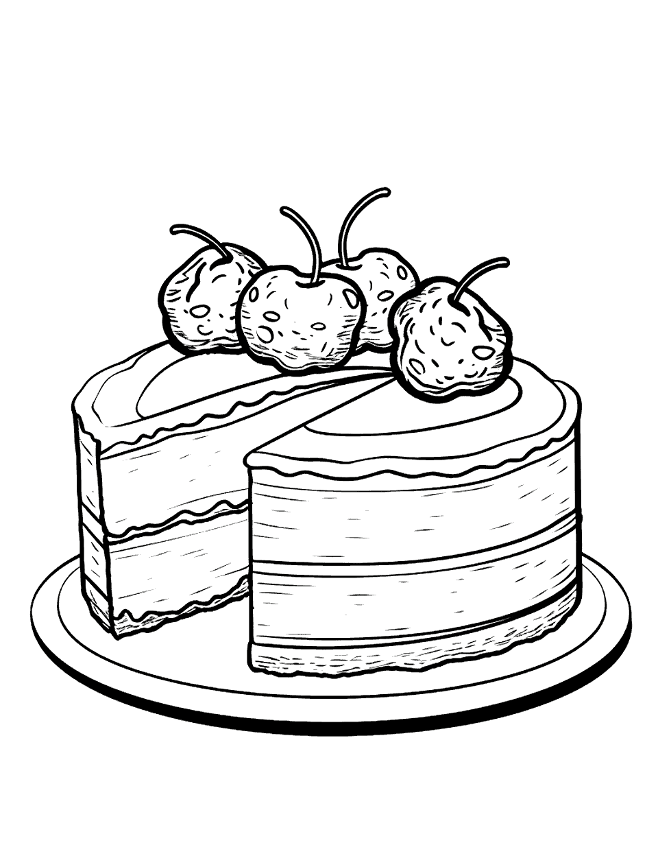 Cheesecake Treat Cake Coloring Page - A classic cheesecake with a graham cracker crust and a berry topping.