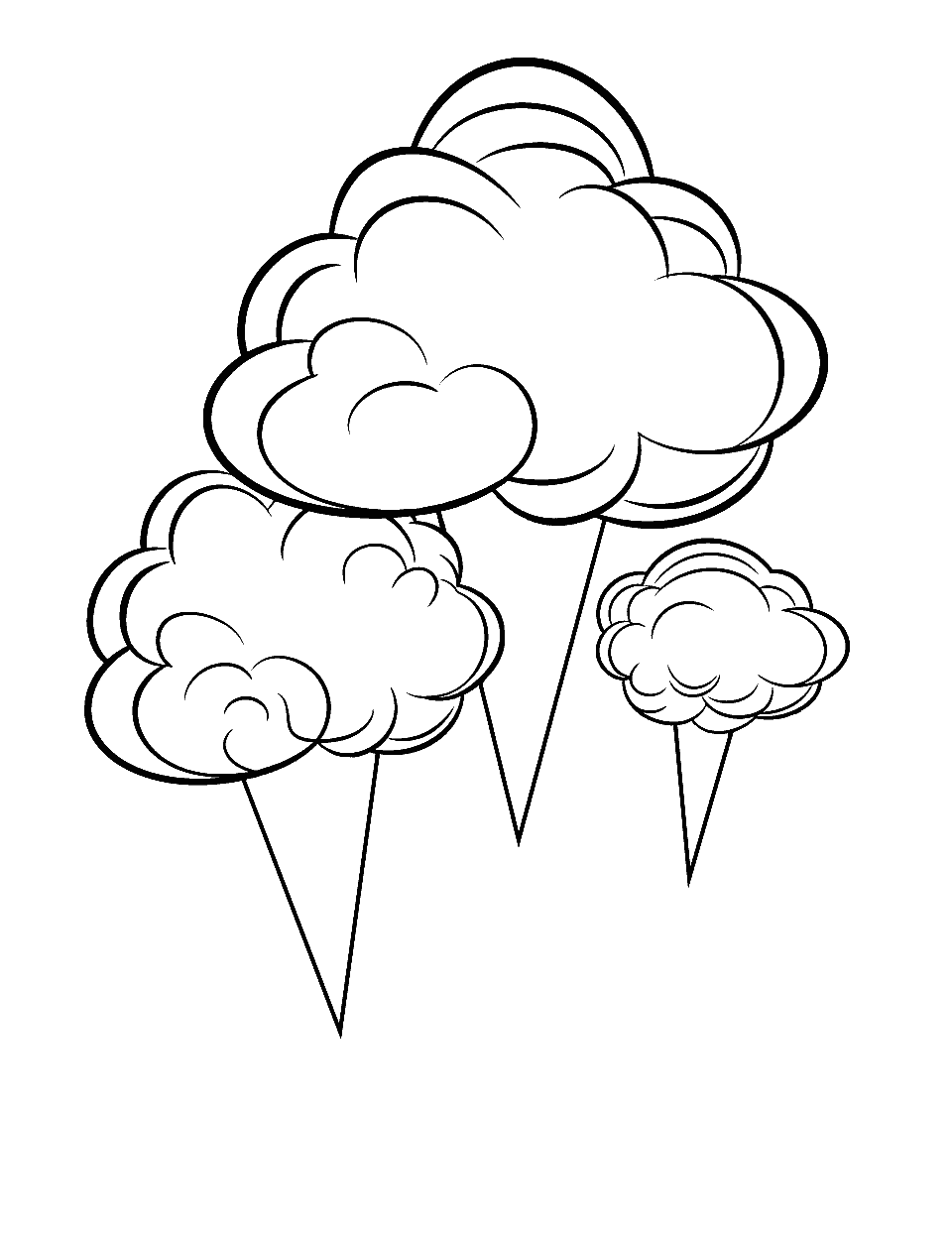 Cotton Candy Clouds Coloring Page - Fluffy cotton candy clouds floating together.