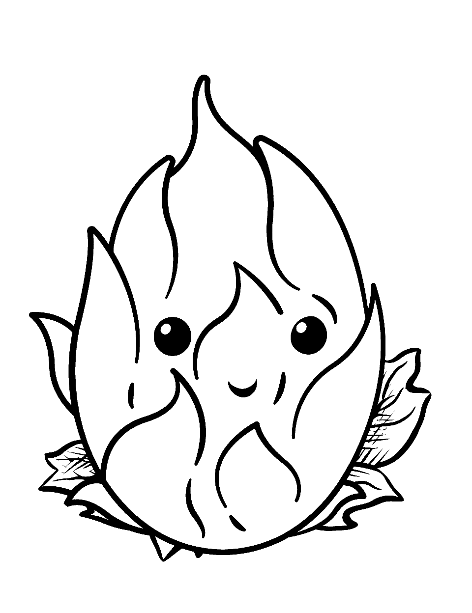 Dragon Fruit Face Coloring Page - A dragon fruit with a face on it.