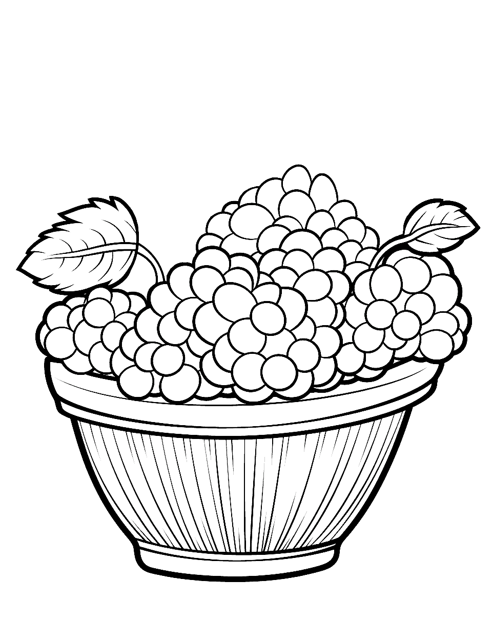 Berry Basket Fruit Coloring Page - A basket filled with lots of berries.