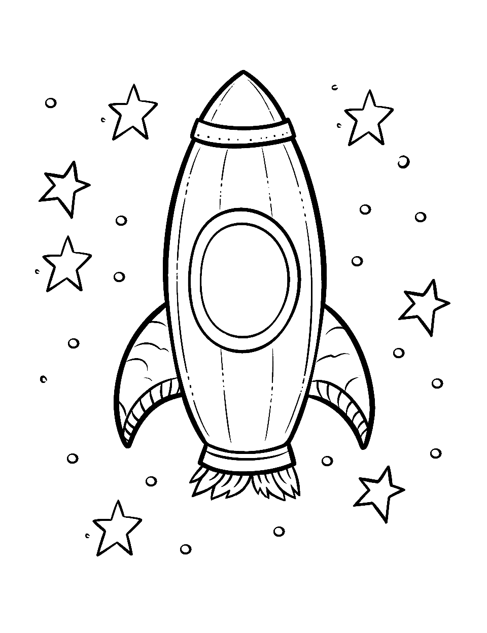 Fruit Rocket Coloring Page - A rocket ship shaped like a peeled banana, blasting off.