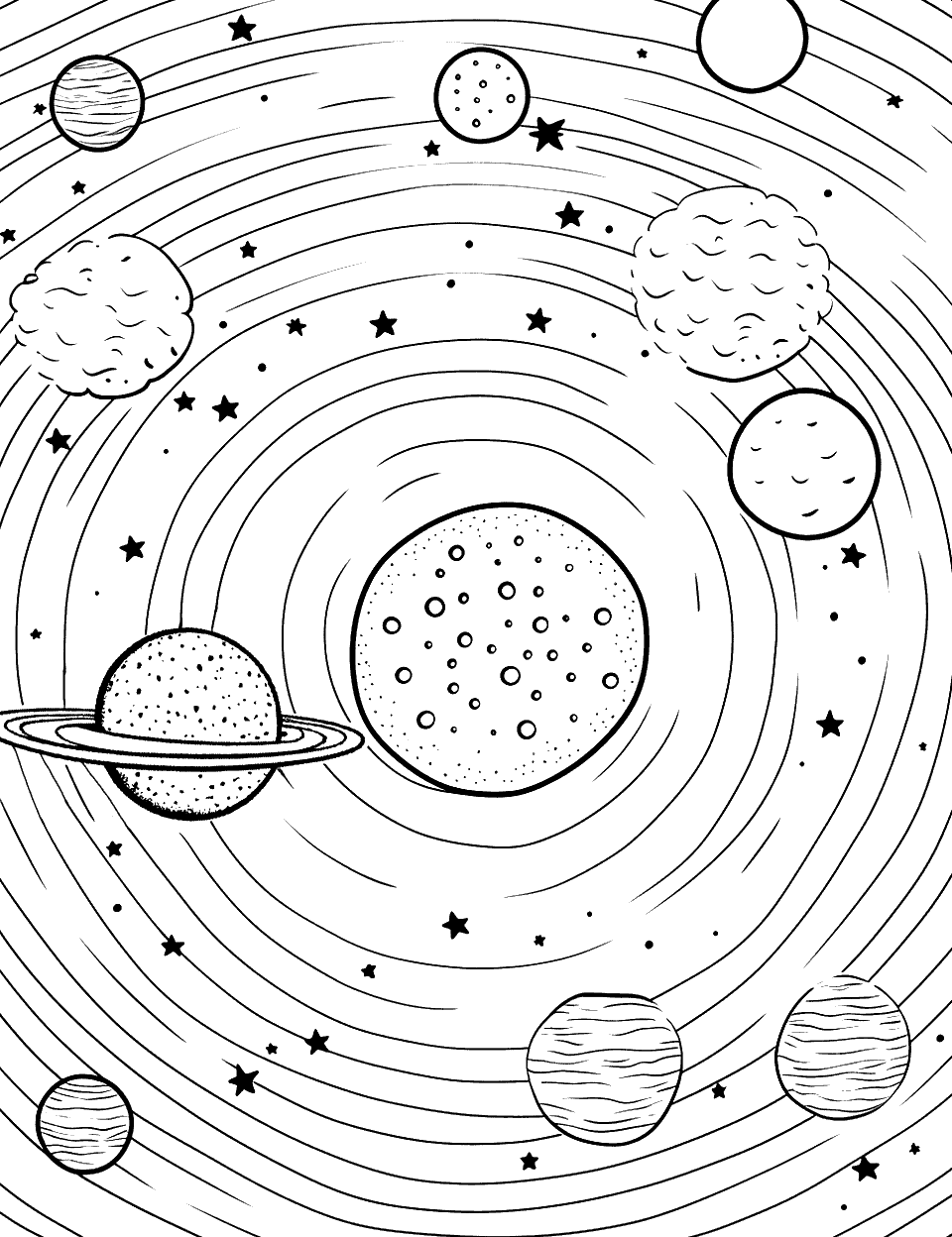 Milky Way Galaxy Solar System Coloring Page - The Milky Way galaxy with a clear view of its spiral arms.