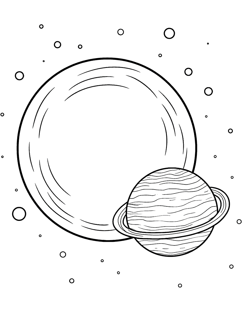 Pluto and Charon Solar System Coloring Page - Pluto and its moon shown together.