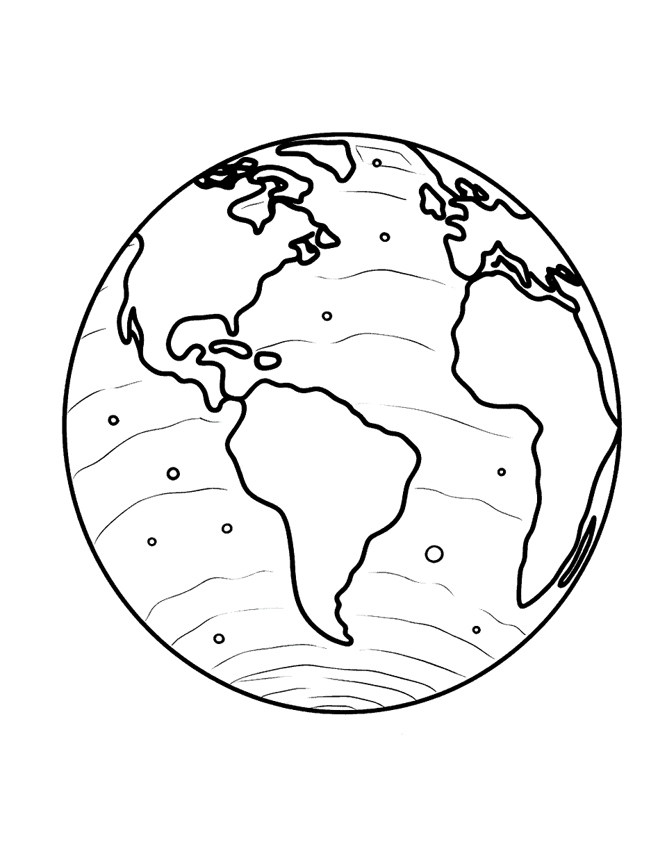 Earth from Space Solar System Coloring Page - A view of Earth from outer space.