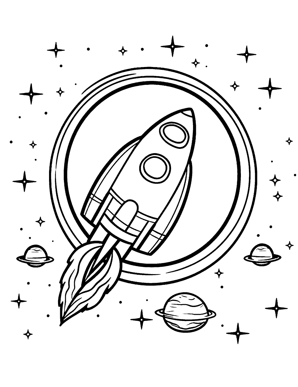 Rocket to Mars Solar System Coloring Page - A rocket on its way to Mars.