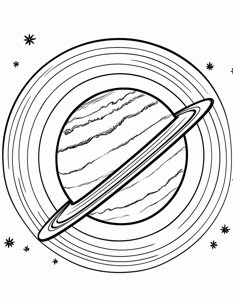 Uranus and its Rings Solar System Coloring Page - Uranus shown with its faint ring system.