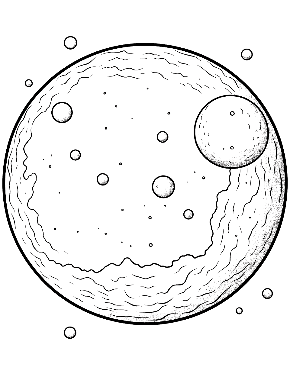 Realistic Moon Craters Solar System Coloring Page - The moon’s surface with craters.