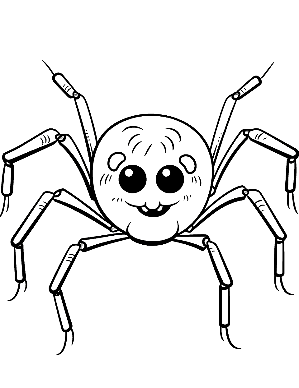 Creepy Spider Dancing Coloring Page - A creepy-looking spider dancing for Halloween.