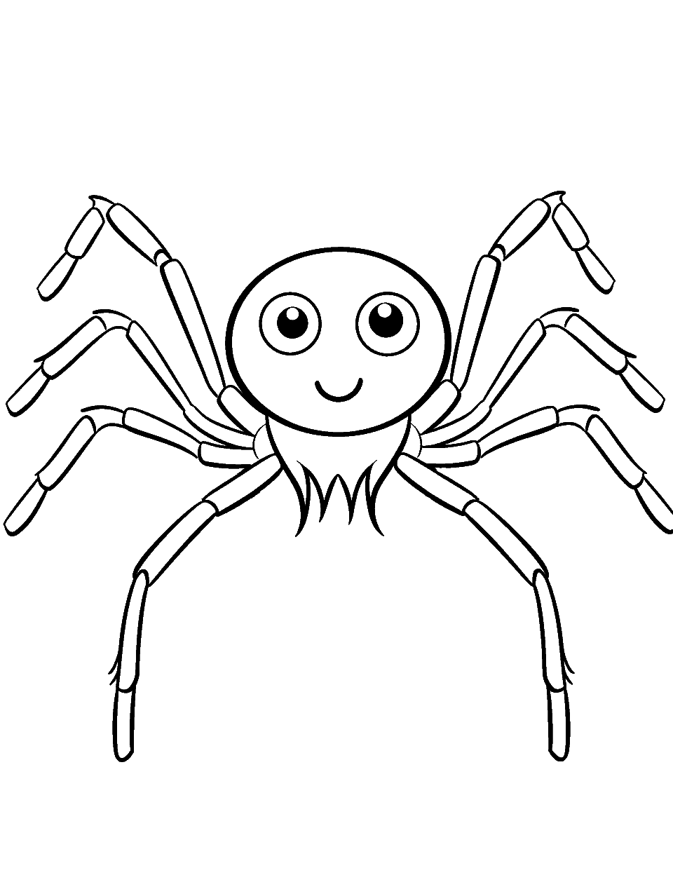 Big Friendly Spider Coloring Page - A large, friendly-looking spider with a warm smile.