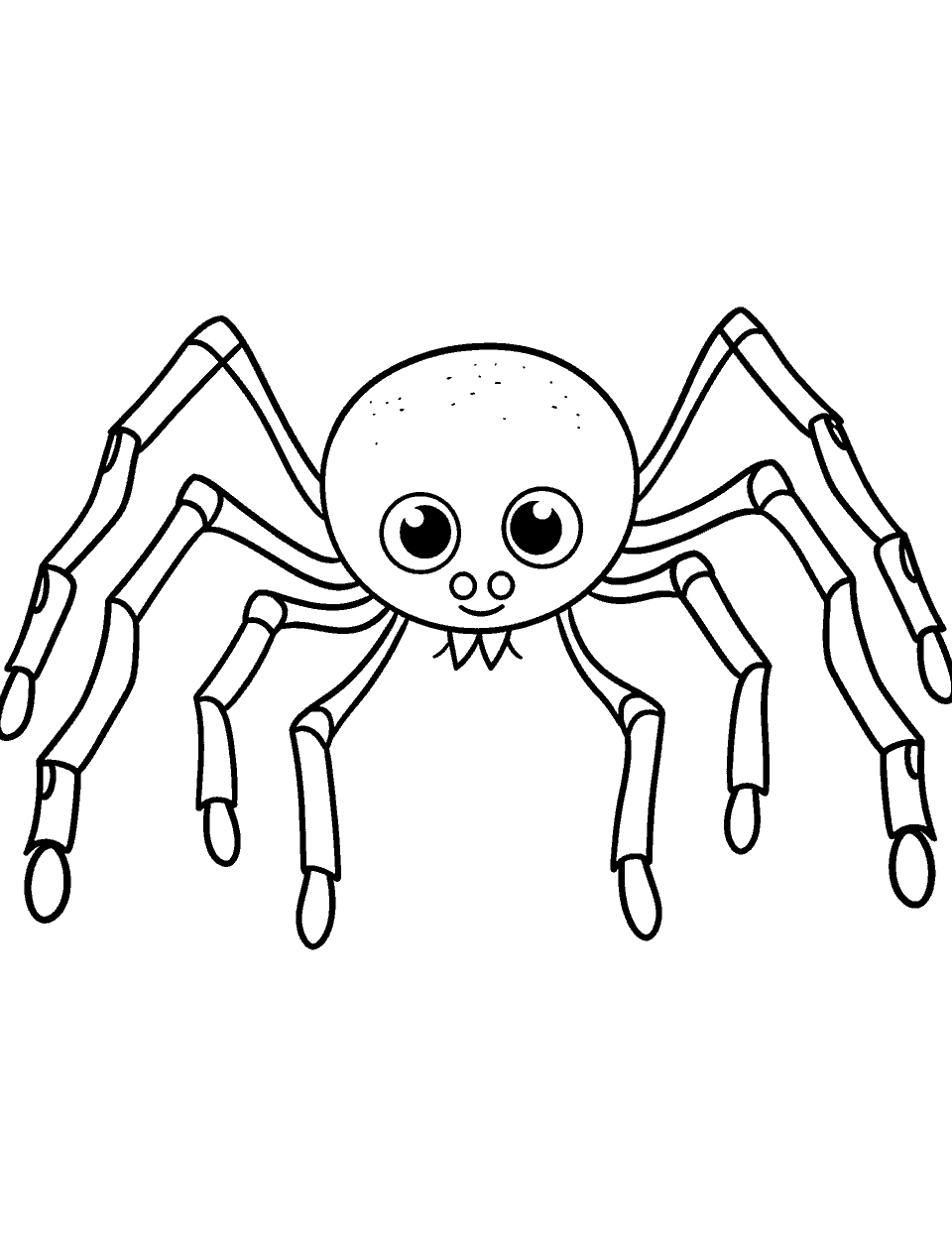 Simple Spider Drawing Coloring Page - A basic, easy-to-color spider with a round body and eight simple legs.