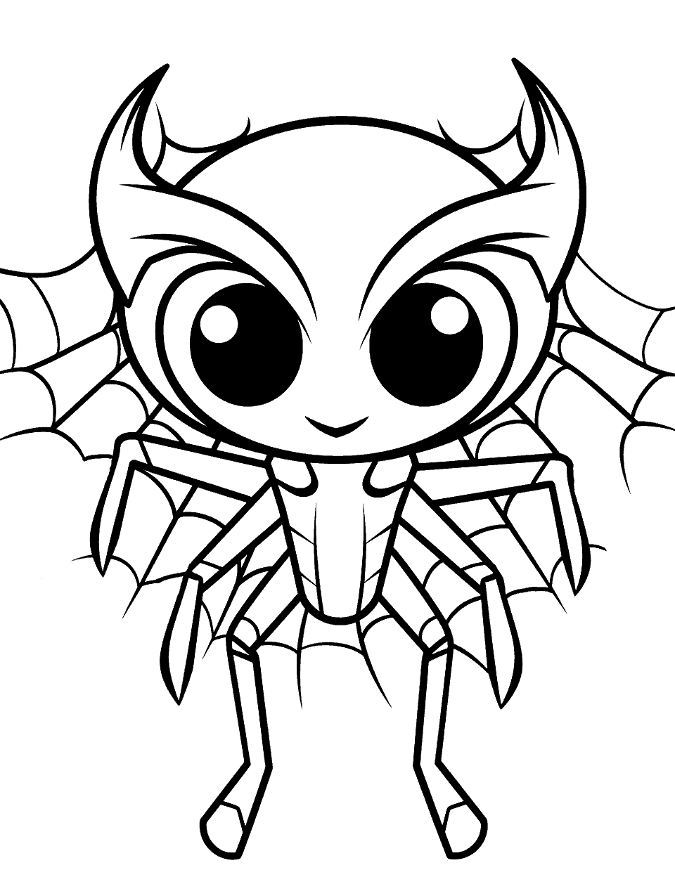 Spider Superhero Coloring Page - A spider dressed in a superhero costume, ready for action.