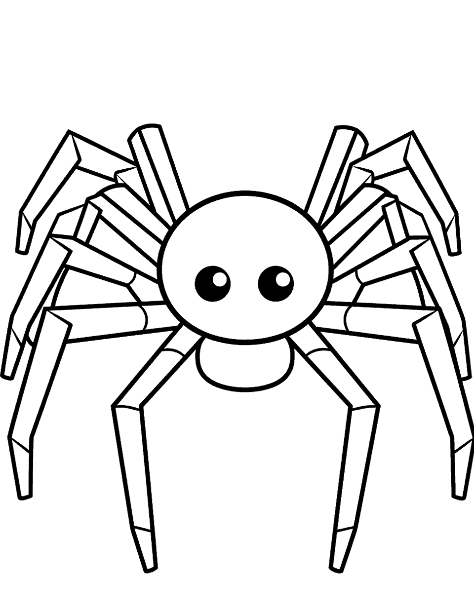 Minecraft Style Spider Coloring Page - A blocky spider inspired by Minecraft graphics.