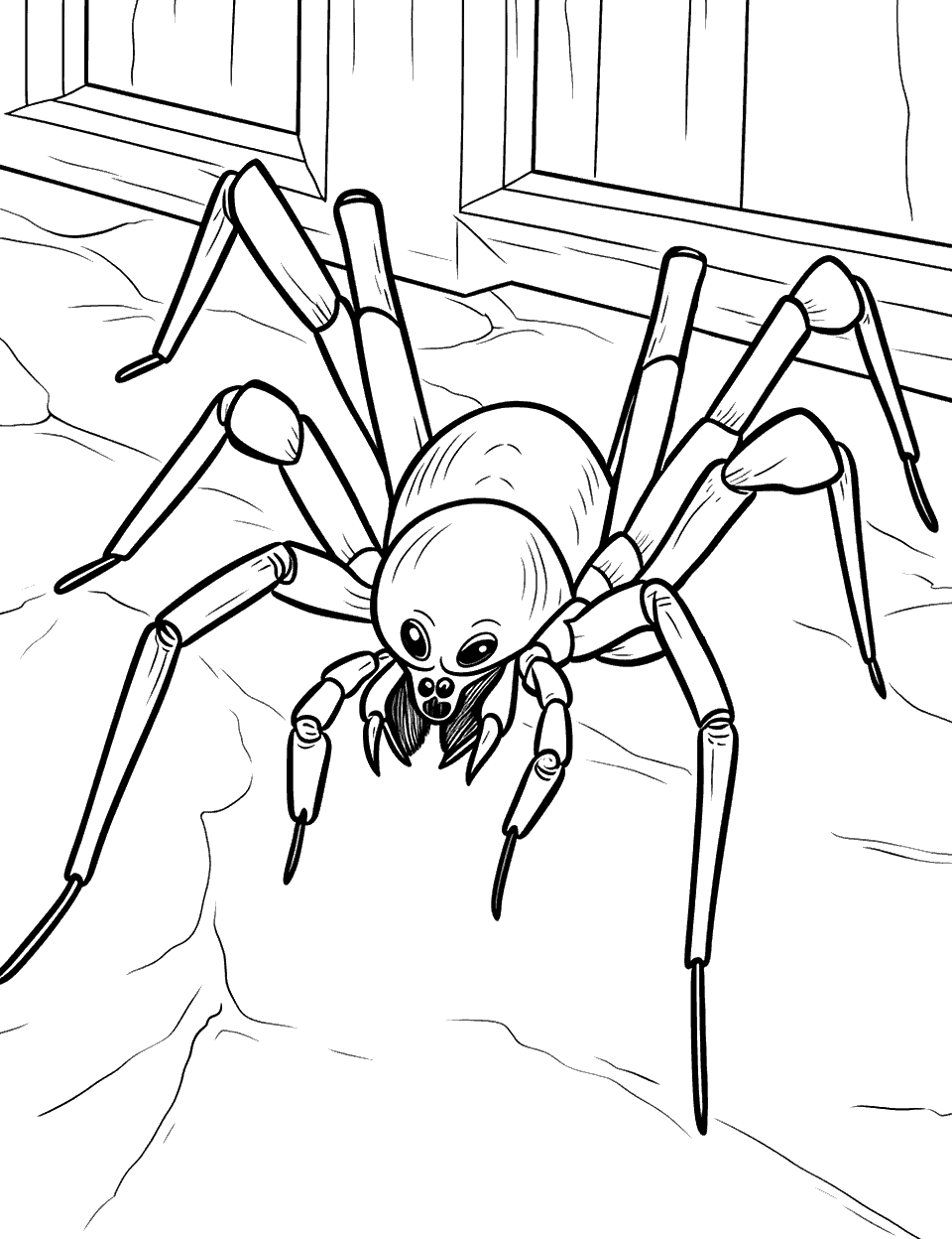Brown Recluse in a Corner Spider Coloring Page - A brown recluse spider tucked away in a small, uncluttered corner.