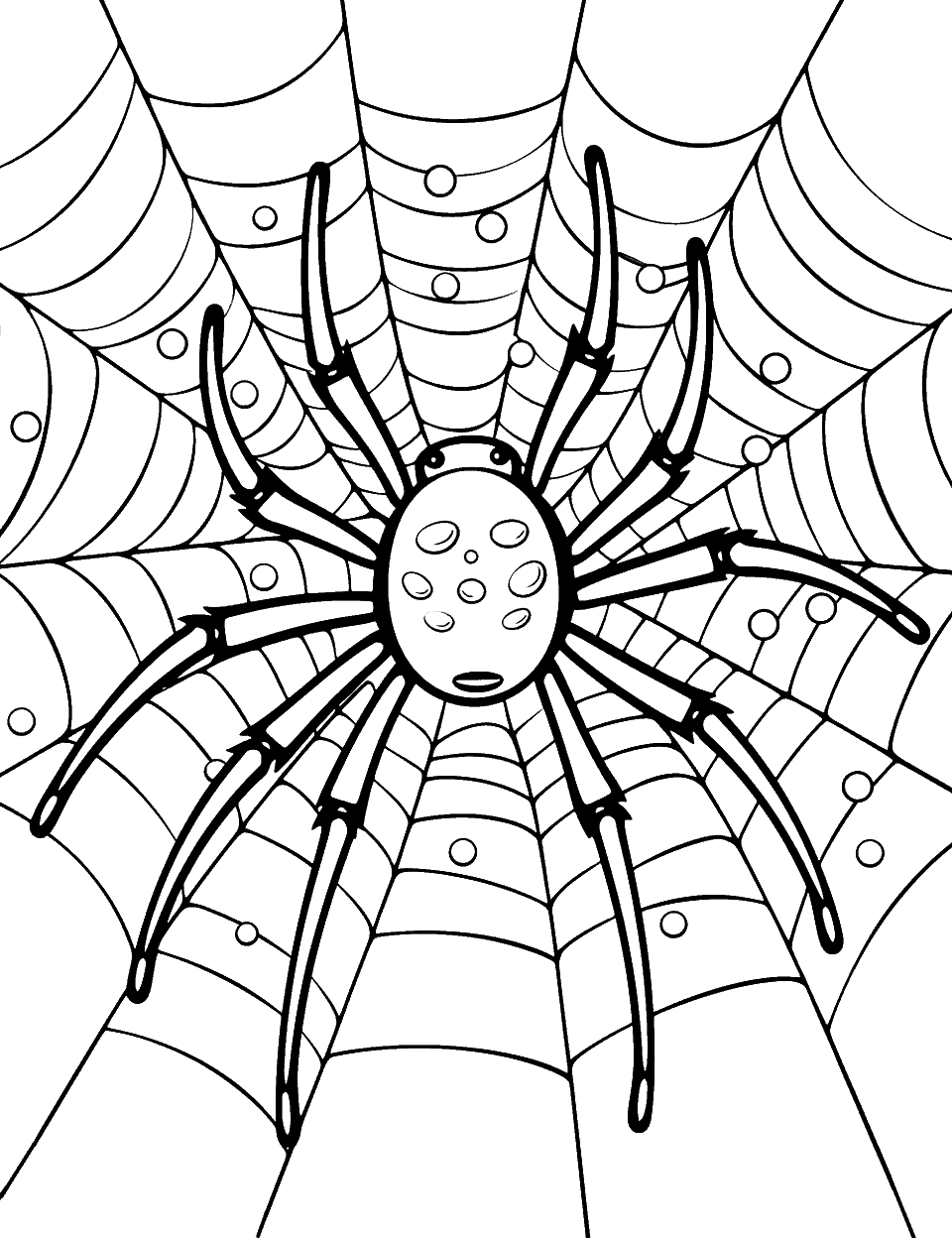 Spider Web in the Morning Dew Coloring Page - A delicate spider web covered in morning dew drops.