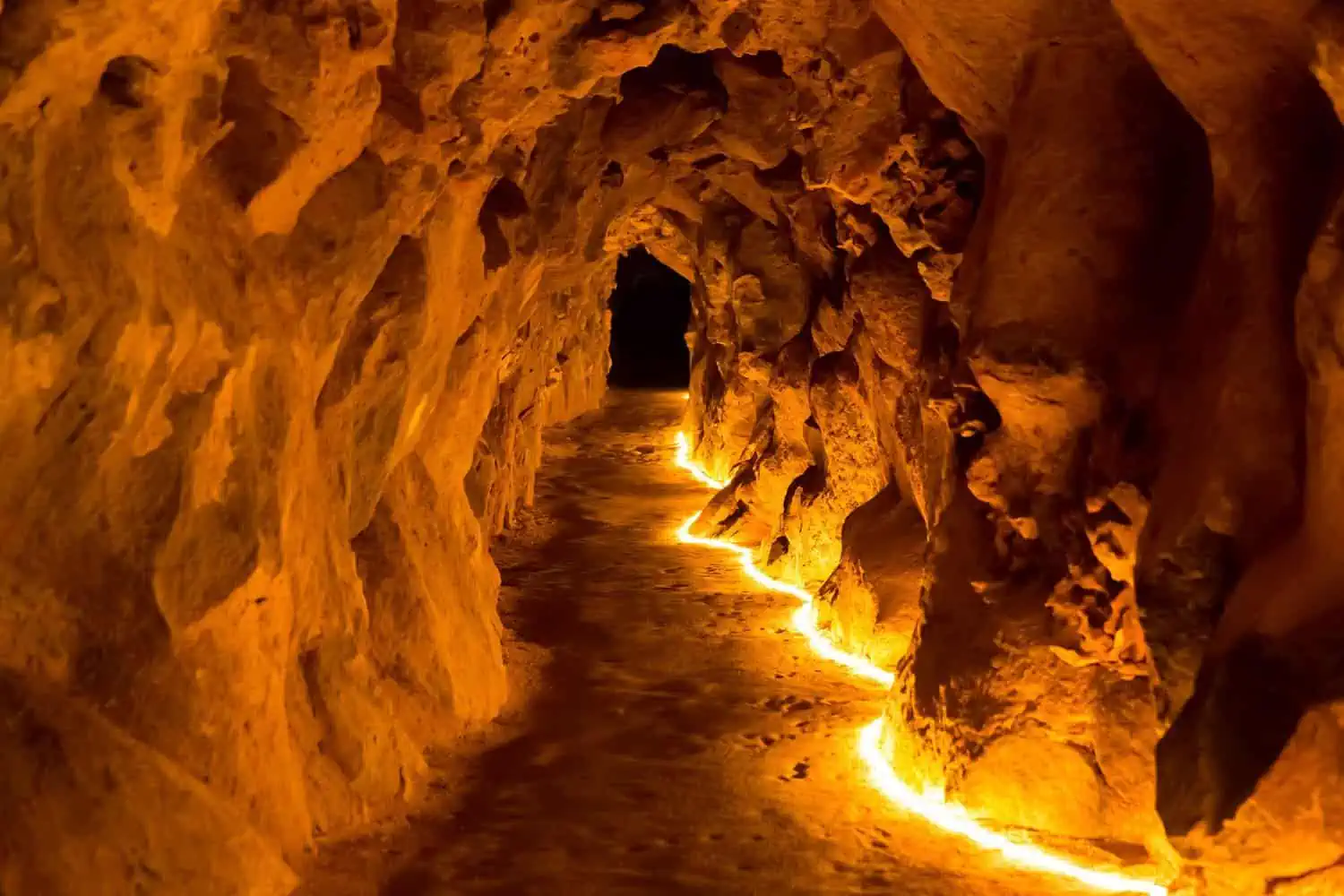Underground cave with artificial lights
