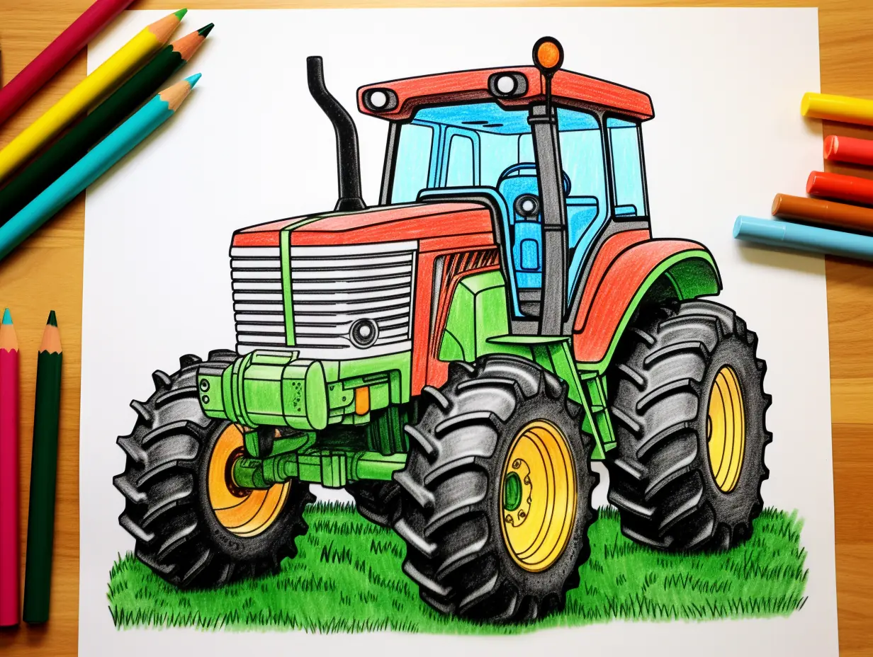 Tractor Coloring Pages for Kids & Adults: Farm Fun & Machines