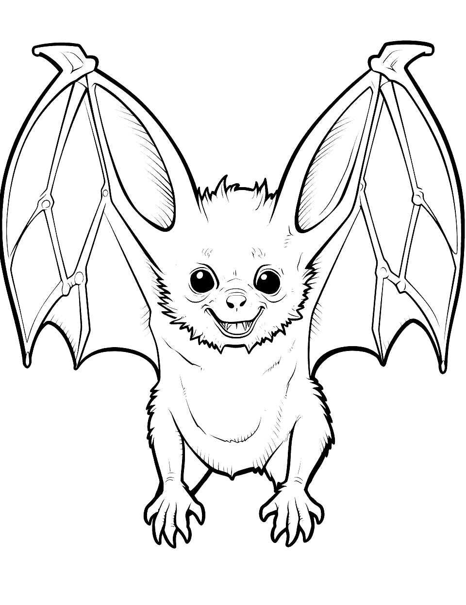Microbat Close-Up Bat Coloring Page - A detailed close-up of a microbat’s features.
