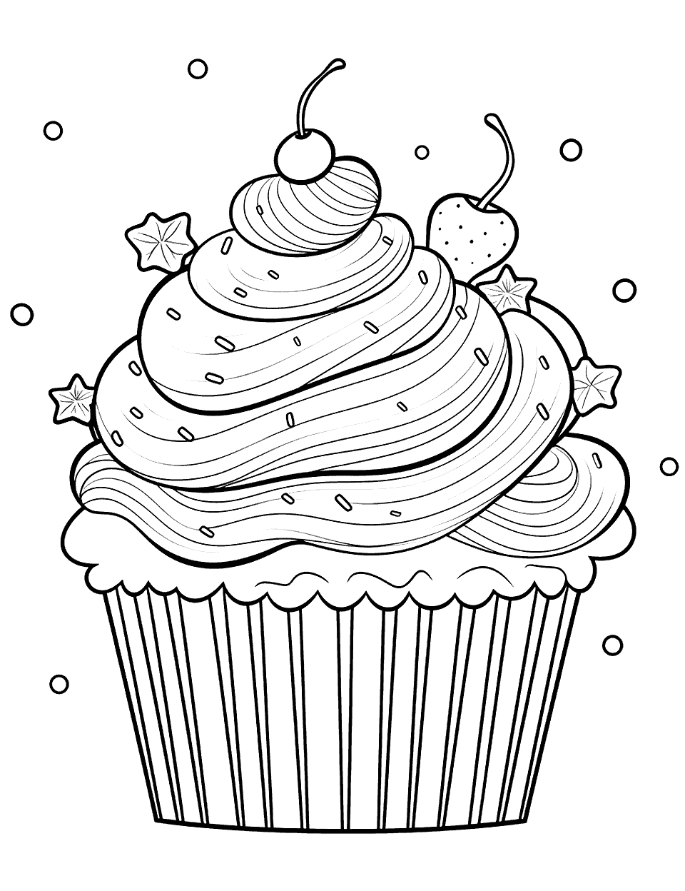 Detailed Cupcake Art Coloring Page - A cupcake with intricate designs and patterns.