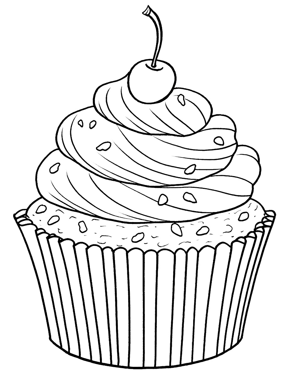 Realistic Cupcake Display Coloring Page - A highly detailed cupcake with lifelike frosting and toppings.