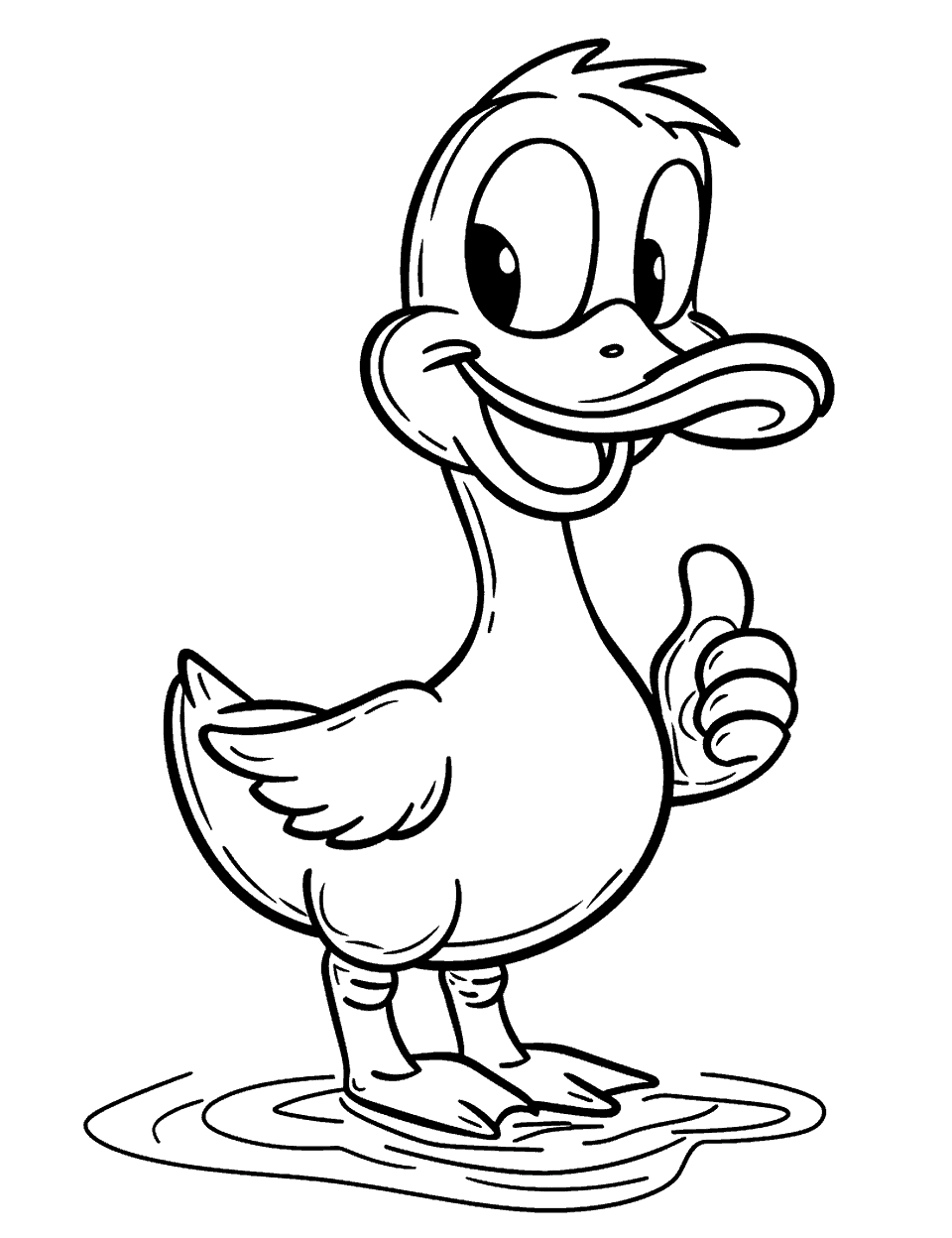 Ducks Approval Coloring Page - Duck smiling and giving a thumbs up of approval.