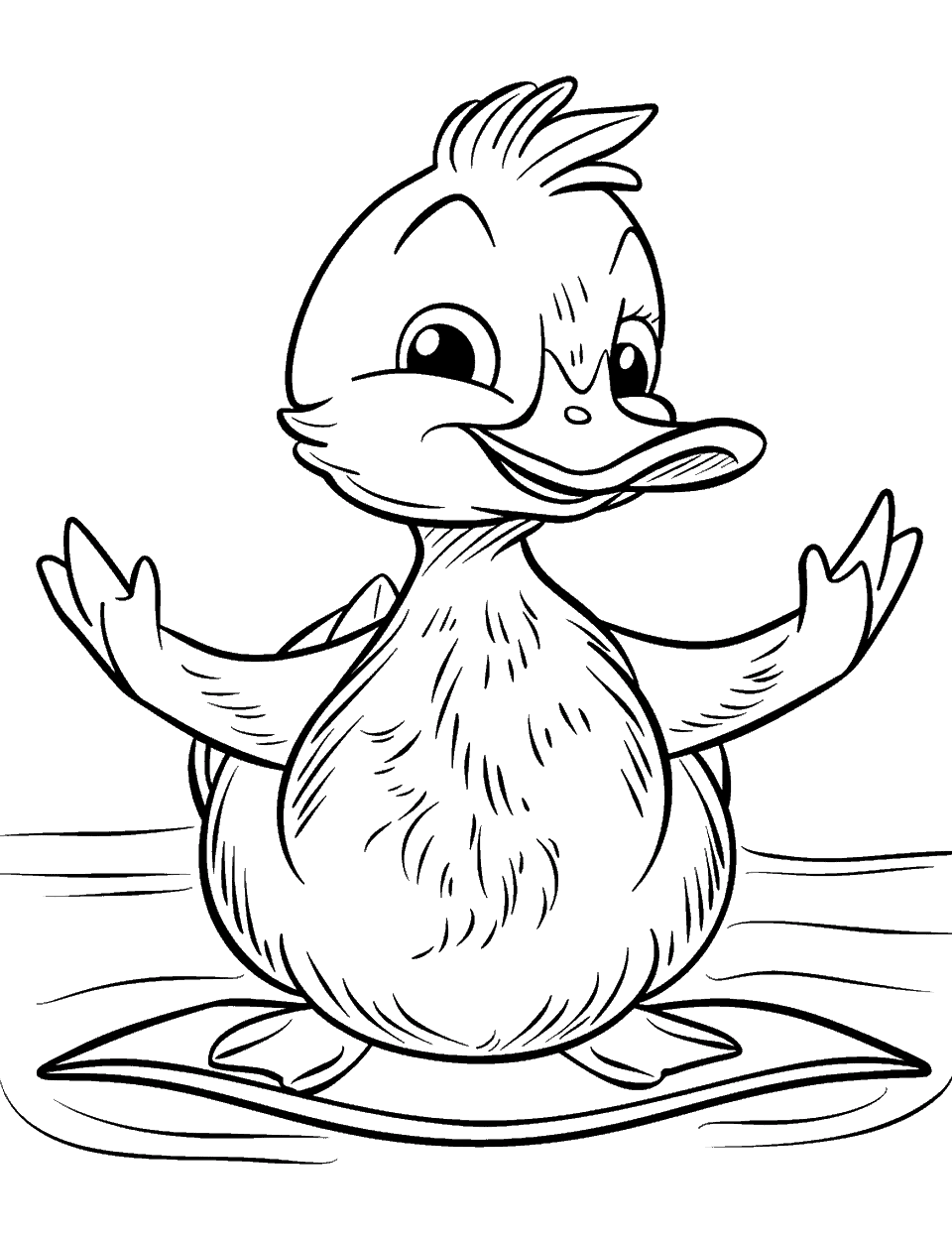 Yoga Duck Coloring Page - A relaxed duck practicing yoga with a peaceful expression.