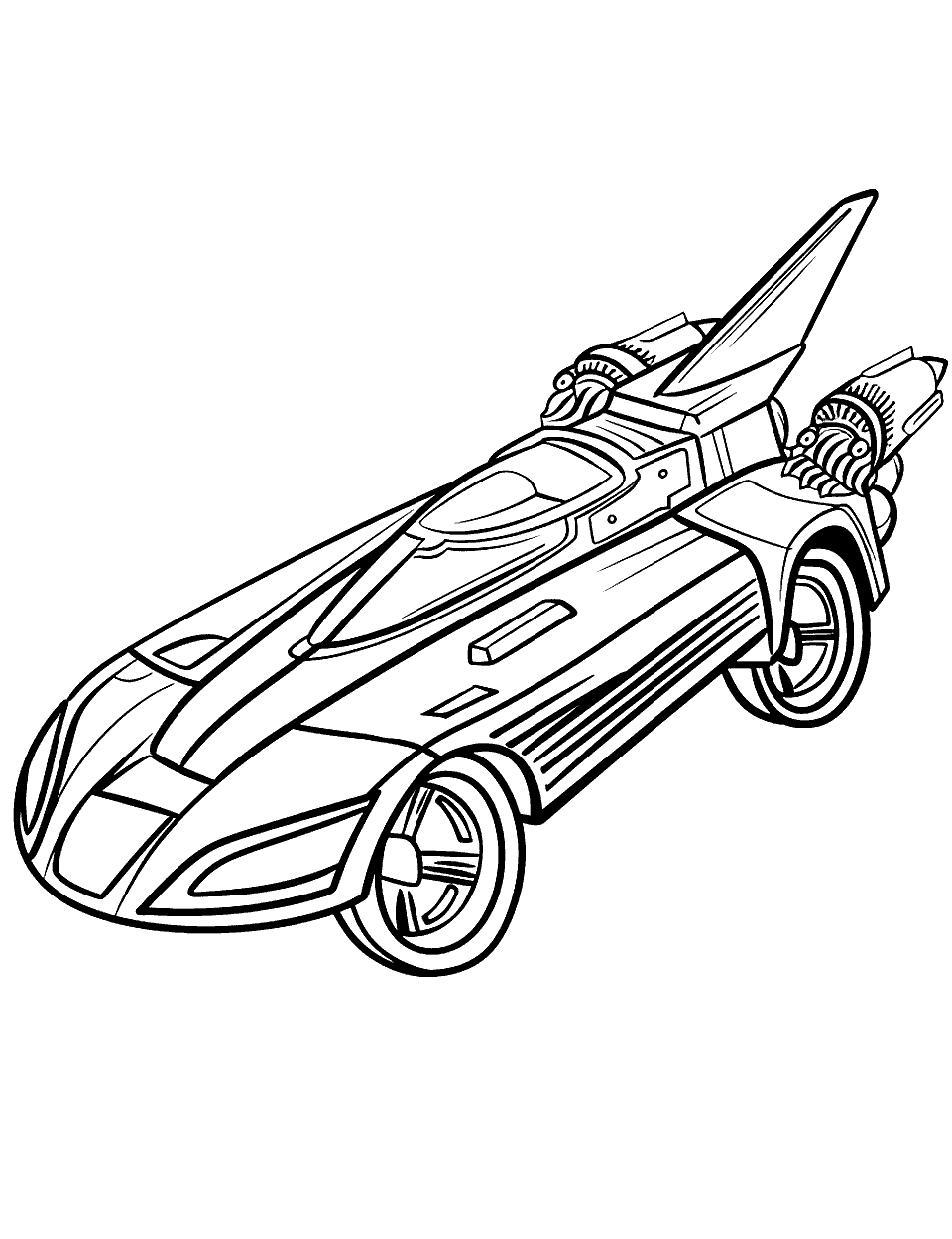 Space Shuttle Transport Coloring Page - A Hot Wheels car designed like a space shuttle.