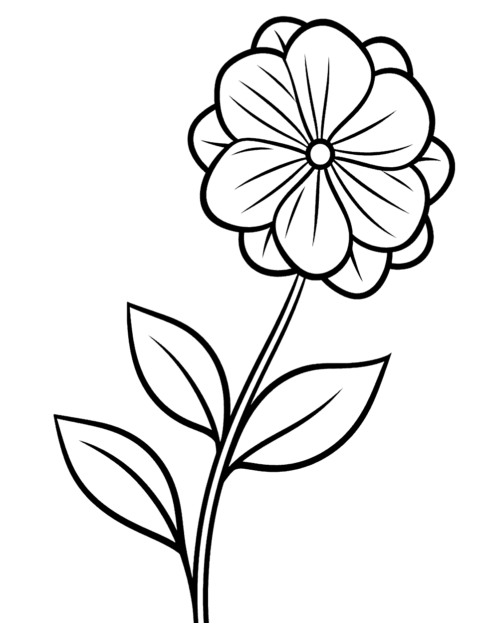 Blooming Flower Coloring Page - A single flower in full bloom.