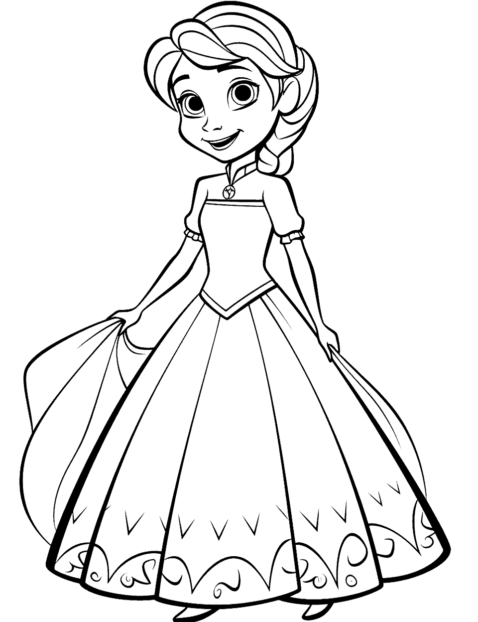 Elsa from Frozen Coloring Page - Elsa from Frozen wearing her iconic dress.