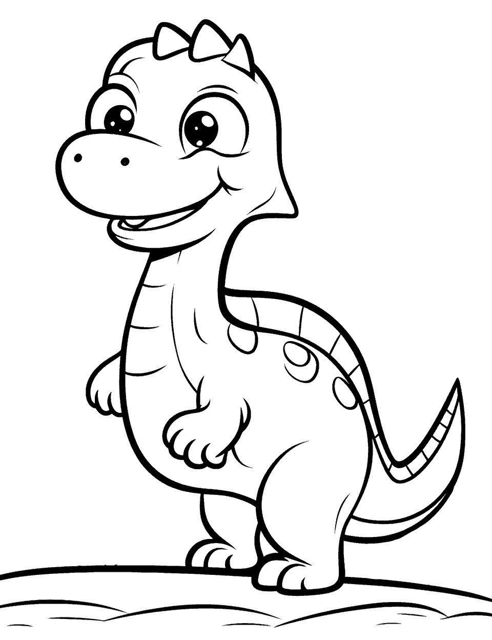 Dinosaur Discovery Coloring Page - An easy-to-color dinosaur with a happy expression.