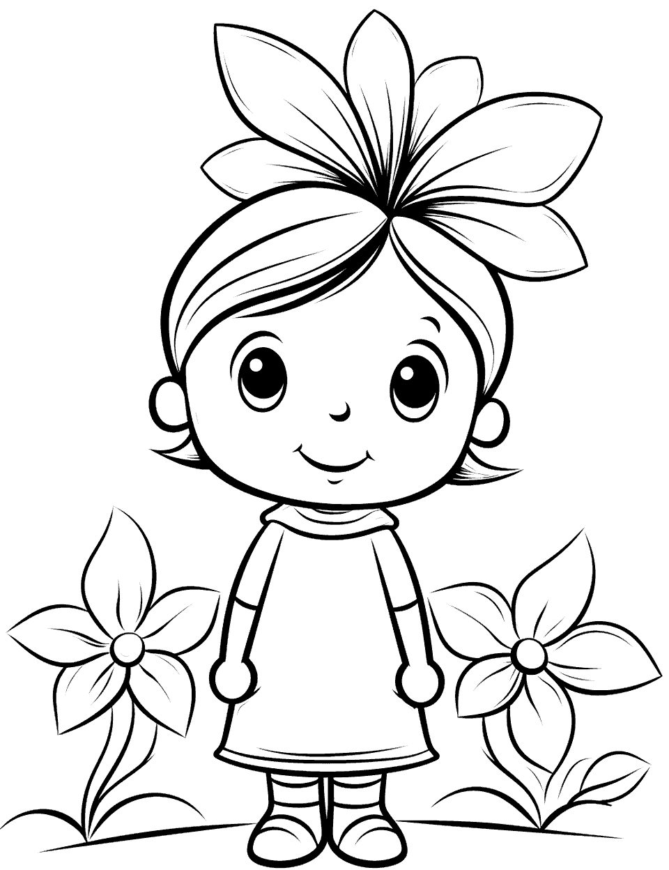 Flower Tribe Girl Coloring Page - A flower tribe girl in her native clothes.