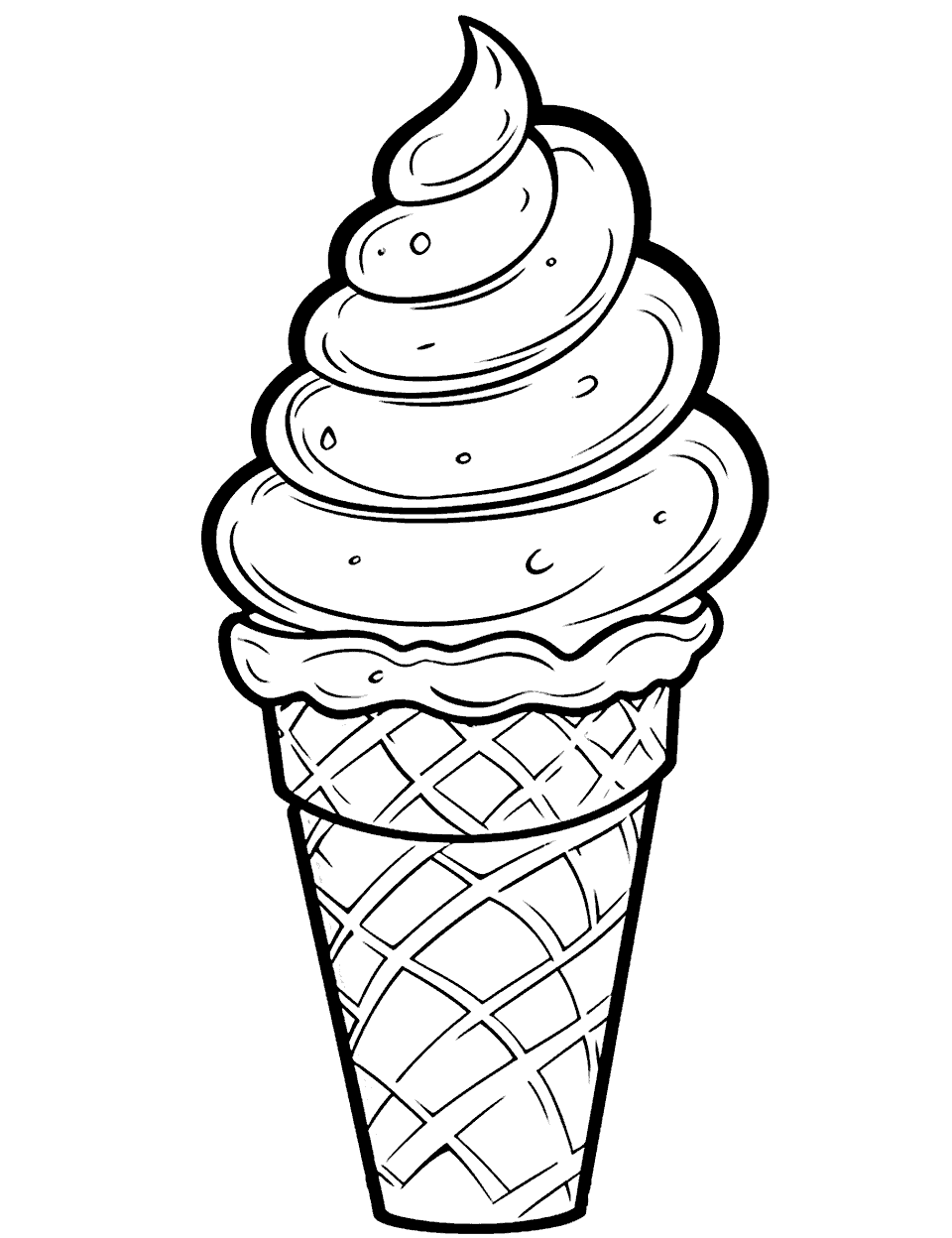 Simple Ice Cream Coloring Page - A simple cone of ice cream.
