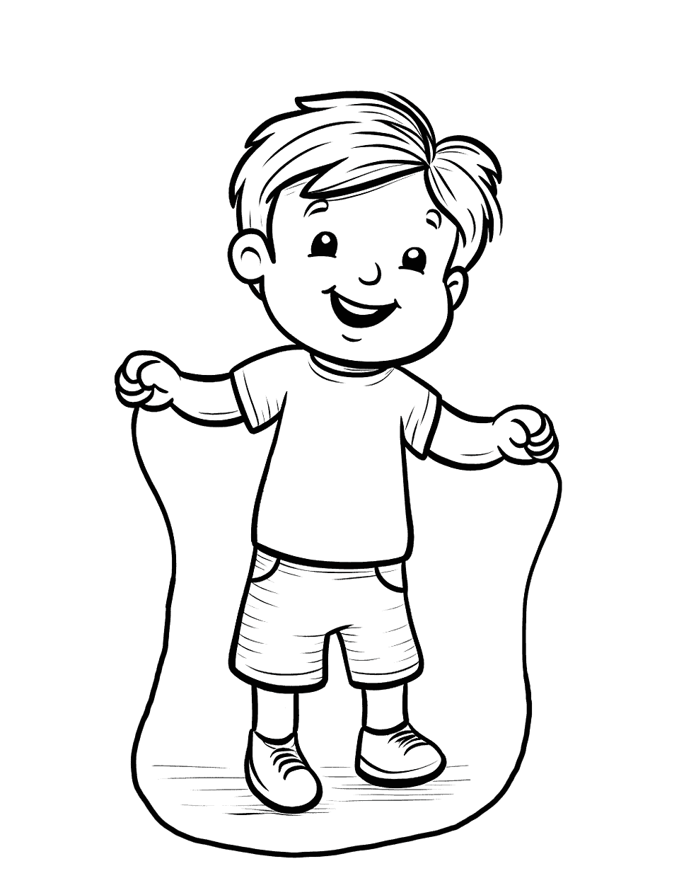Playground Adventure Coloring Page - A kid playing with a jump rope.