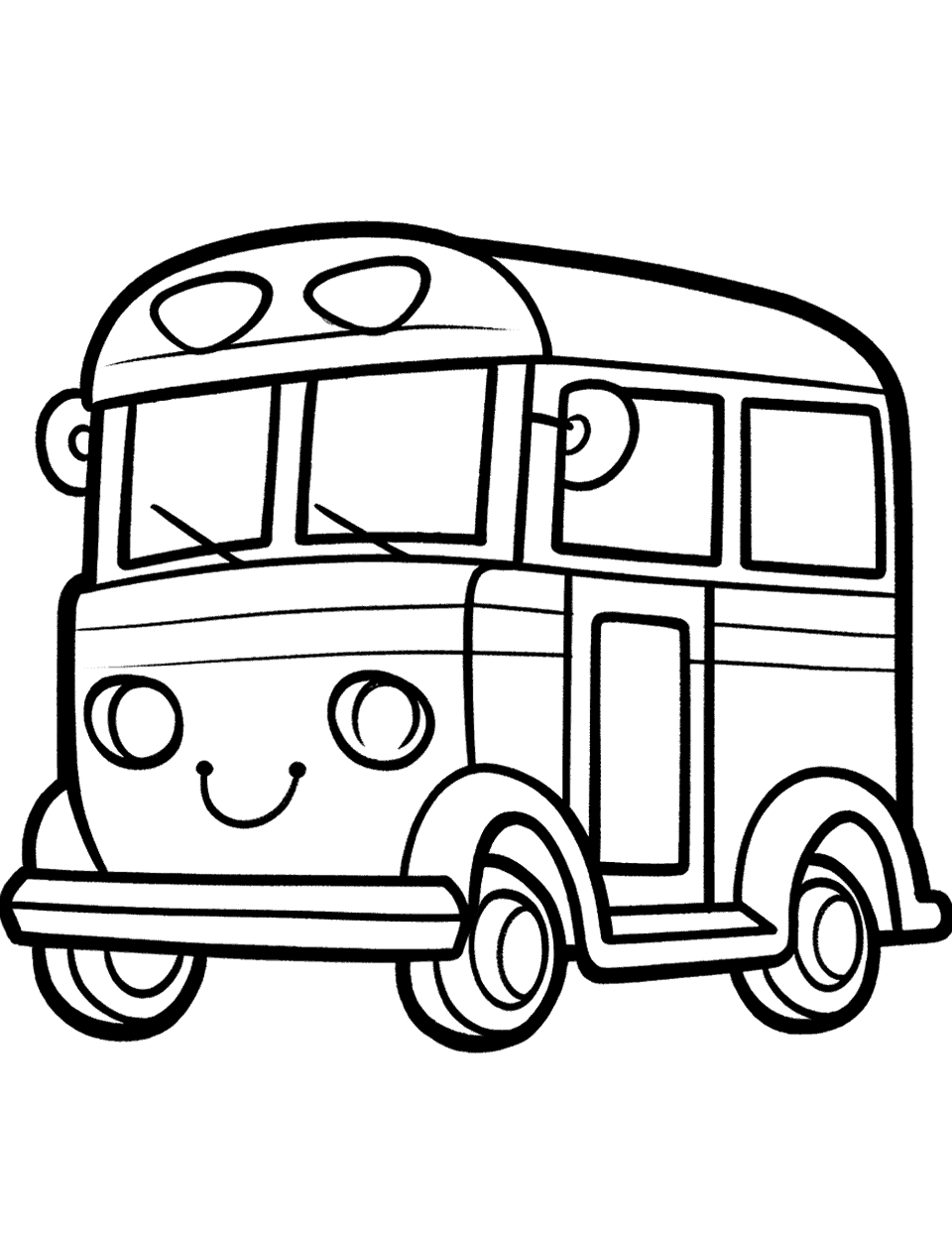 School Days Coloring Page - A simple picture of a school bus.