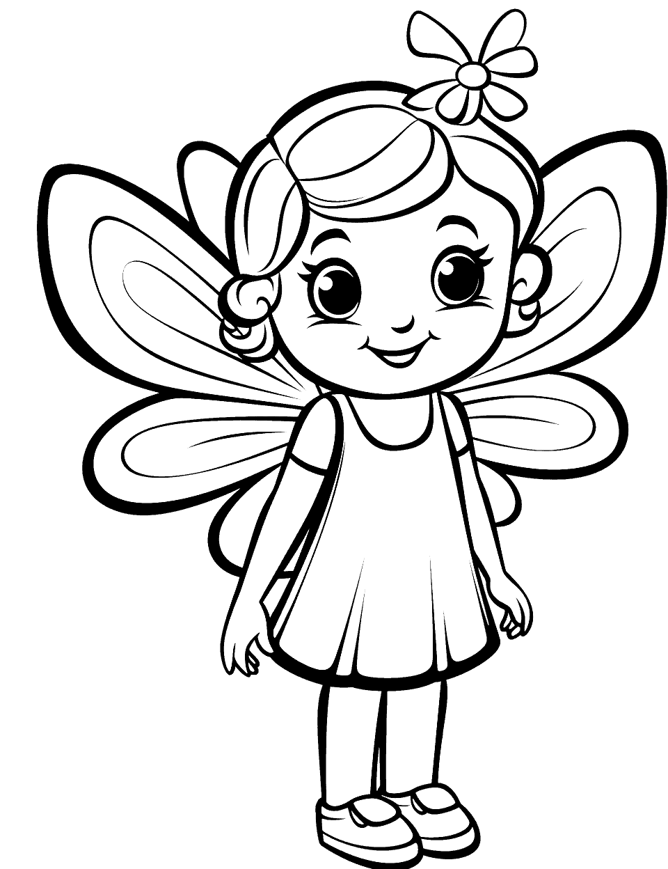 Simple Fairy Coloring Page - A simple to-draw fairy.