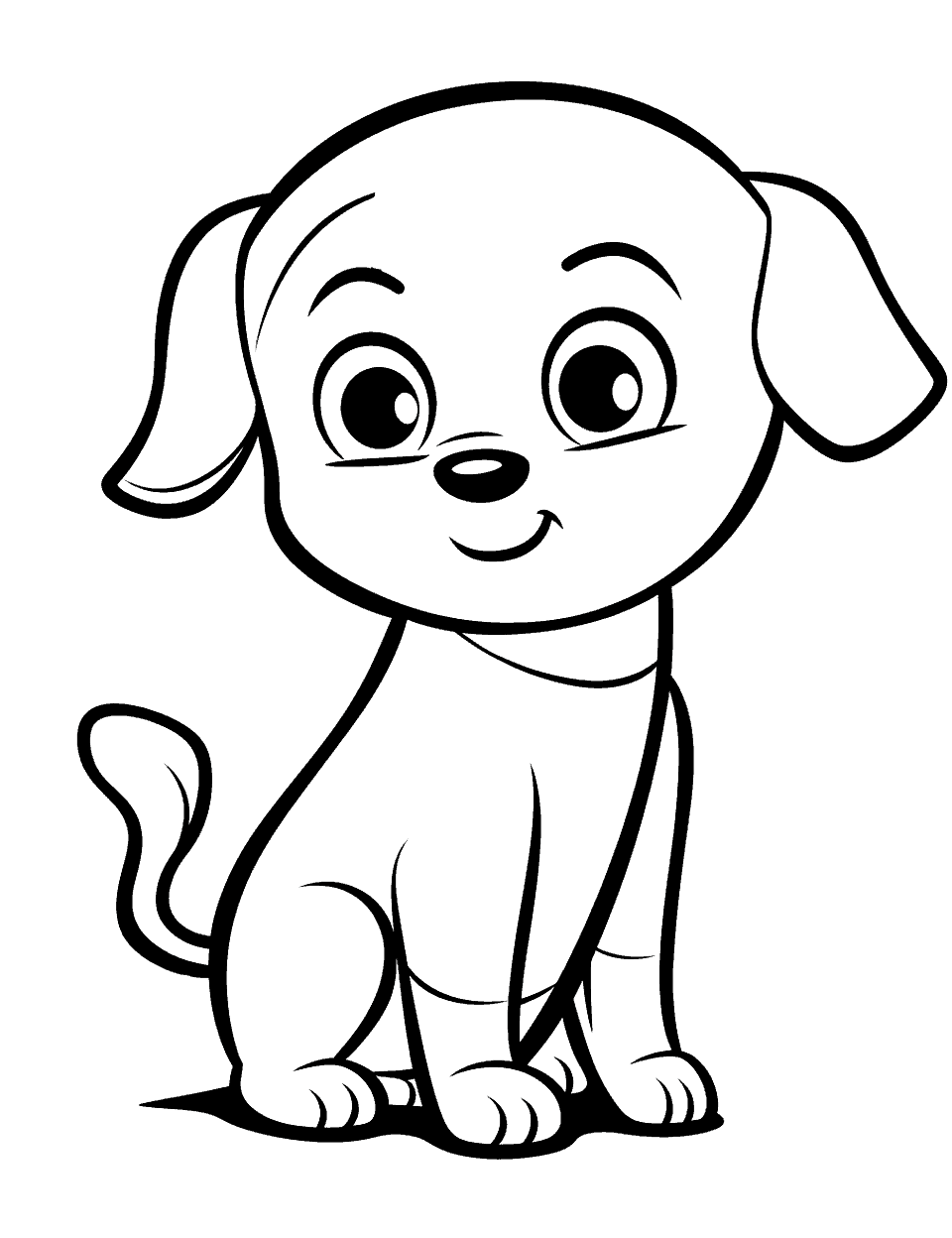 Puppy Love Coloring Page - A puppy sitting alone looking super cute.