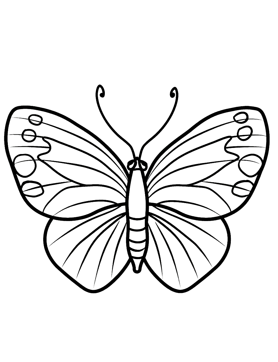 Simple Butterfly Coloring Page - A simple butterfly with easy to draw design.