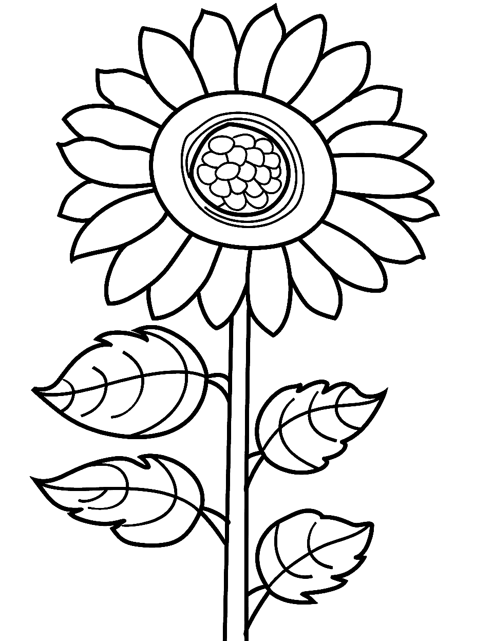 Tall Sunflower Coloring Page - A single tall sunflower.