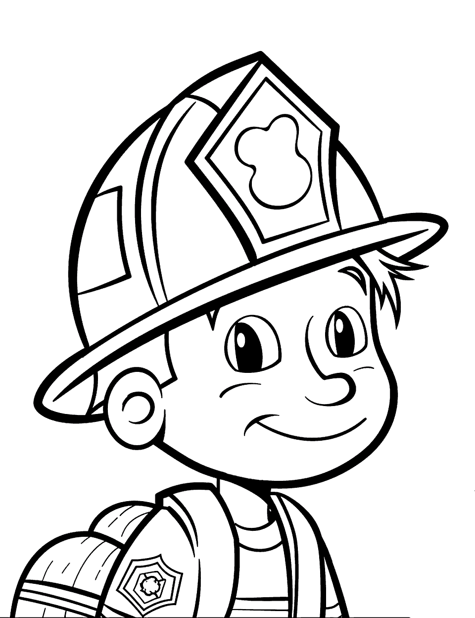 Firefighter Hero Coloring Page - A firefighter ready to go for action.