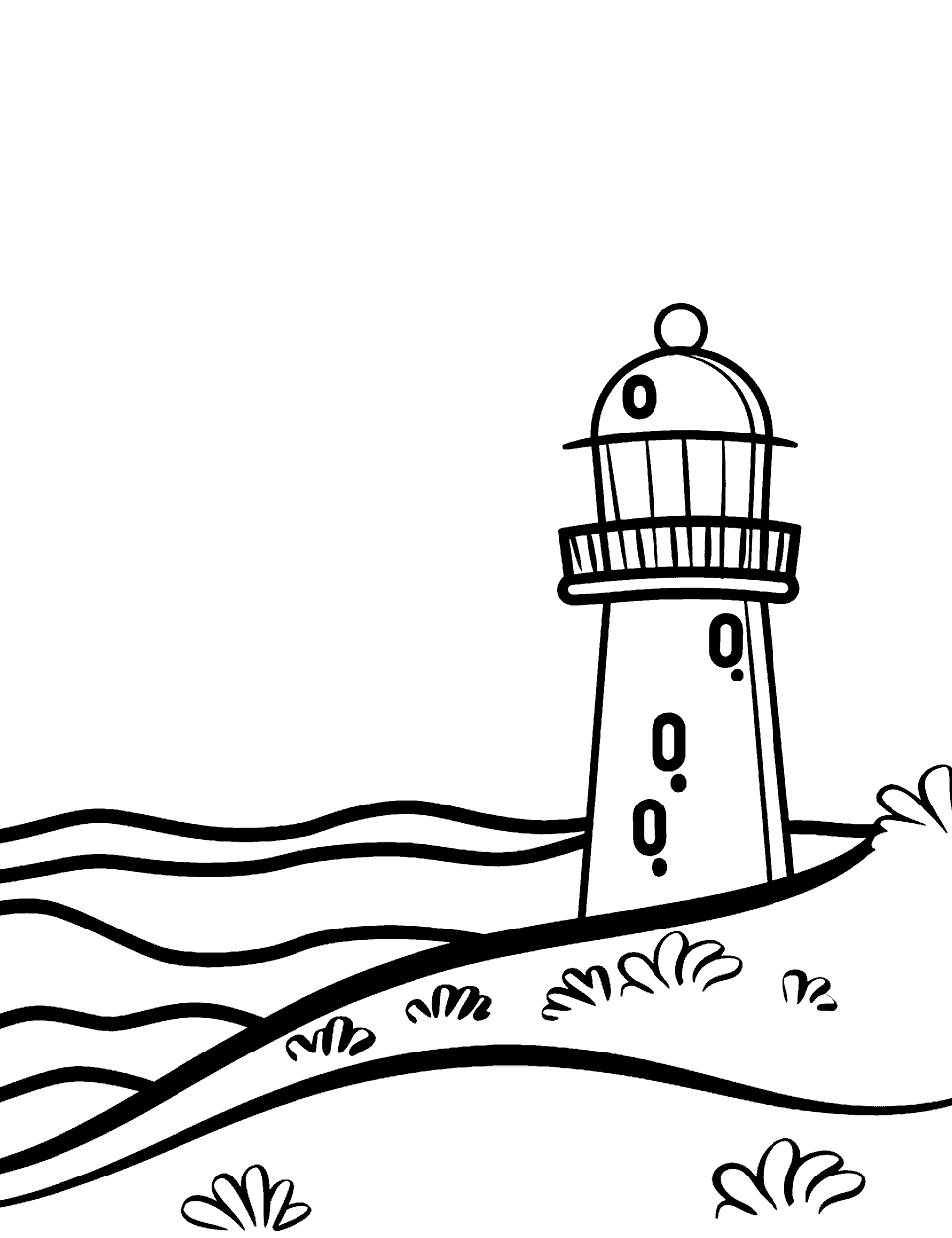 Lighthouse View Coloring Page - A lone lighthouse standing tall.