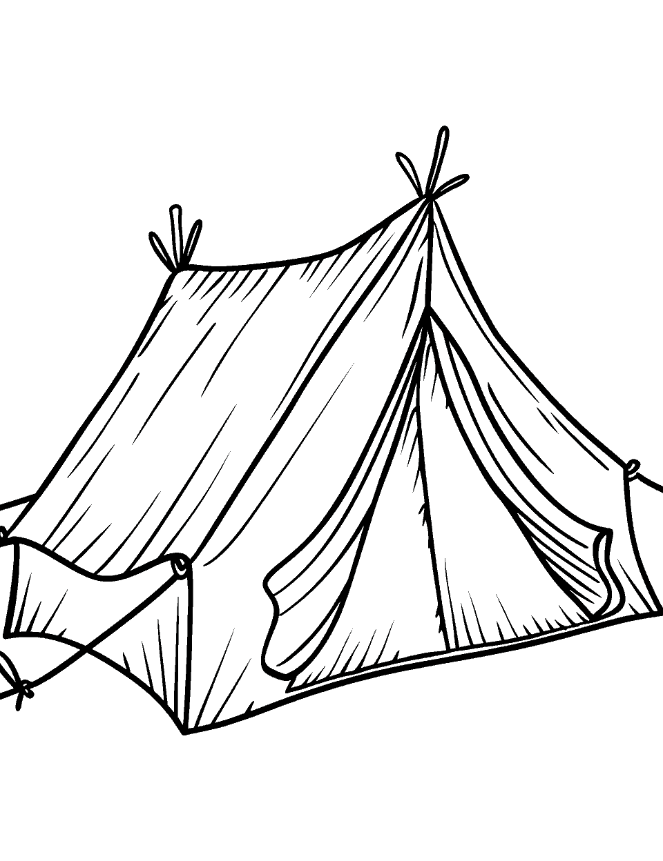 Camping Tent Coloring Page - A tent raised fully ready for camping.