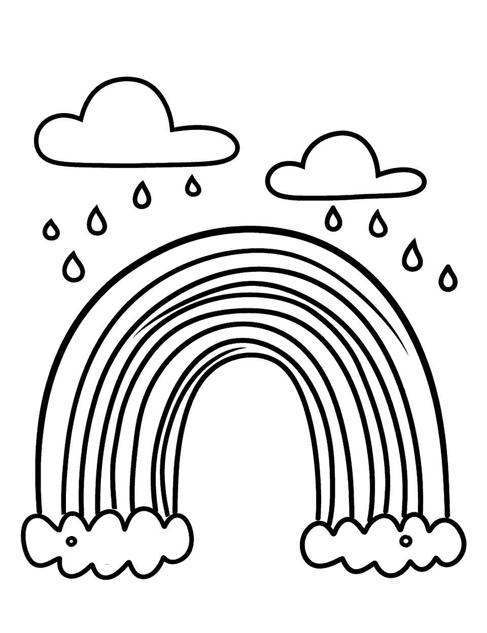 Rainbow After Rain Coloring Page - A simple rainbow forms after the rain.