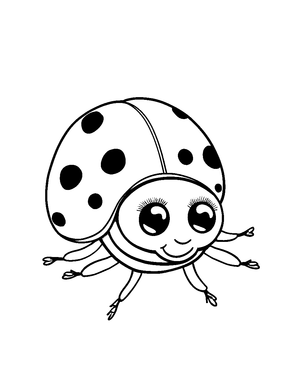 Baby Ladybug's First Steps Coloring Page - A kawaii-style baby ladybug ready to walk for the first time.