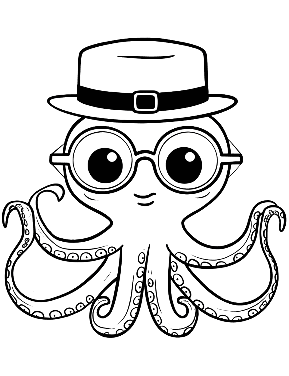 Octopus Detective Coloring Page - An octopus dressed as a detective.