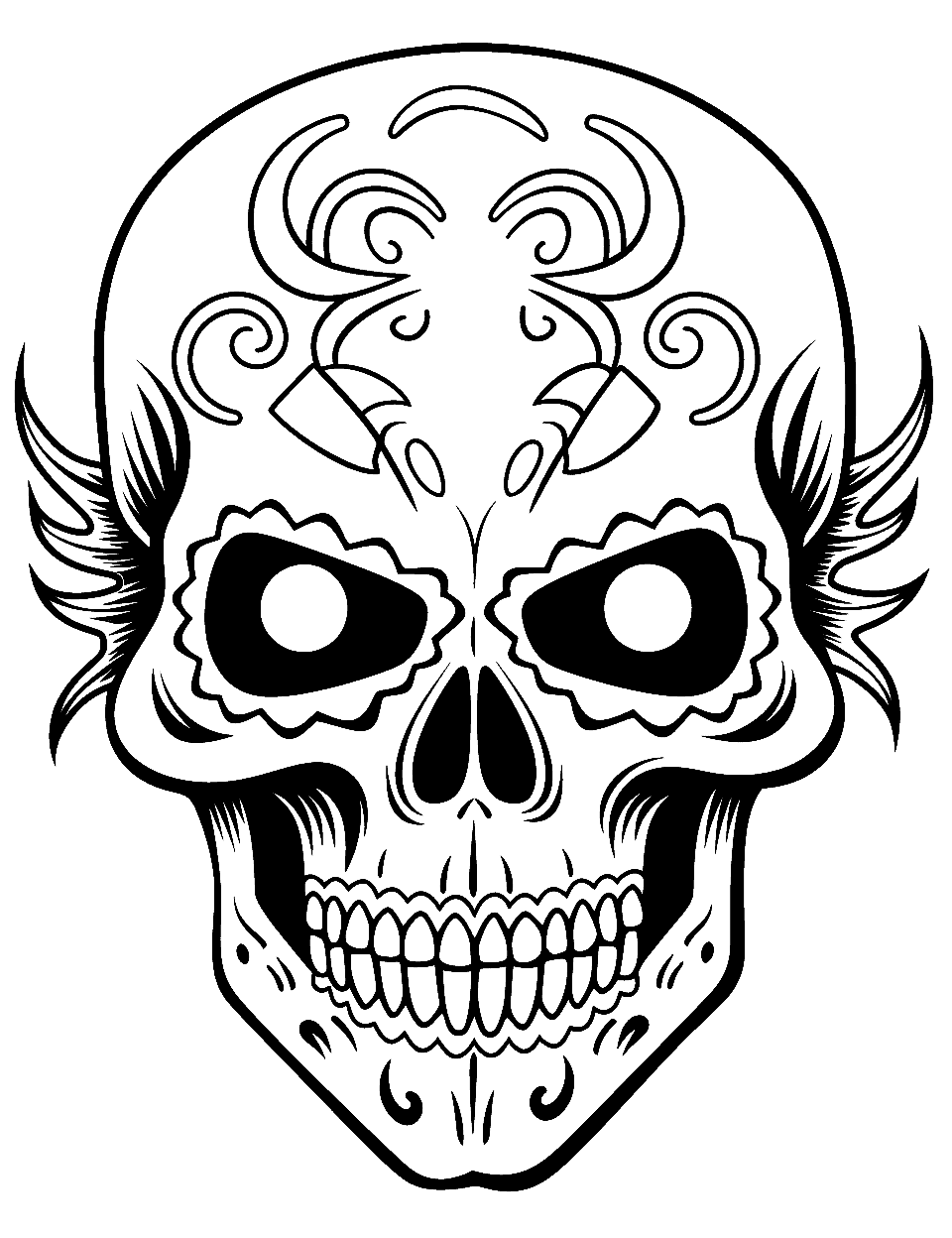 Graffiti Style Skull Coloring Page - A skull rendered in graffiti and patterns.