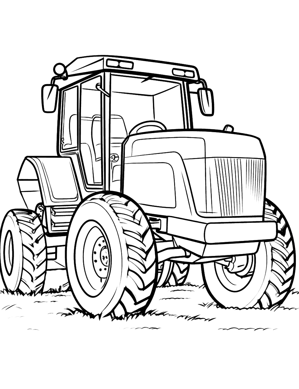 John Deere Tractor Coloring Page - A John Deere designed tractor ready for stellar field works.