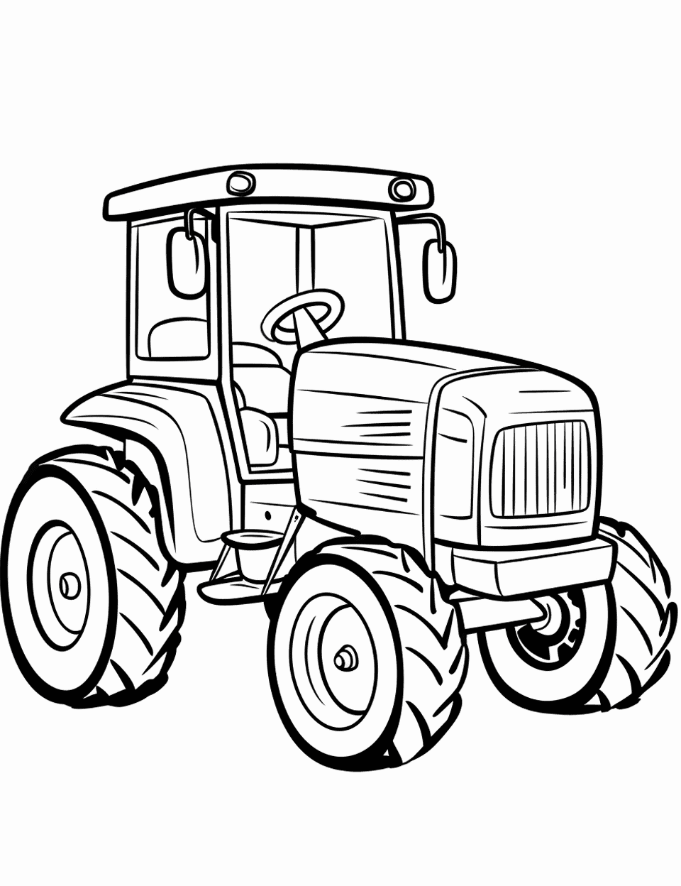 Easy Tractor Outline for Beginners Coloring Page - A simple, easy-to-color outline of a basic tractor, suitable for young children.