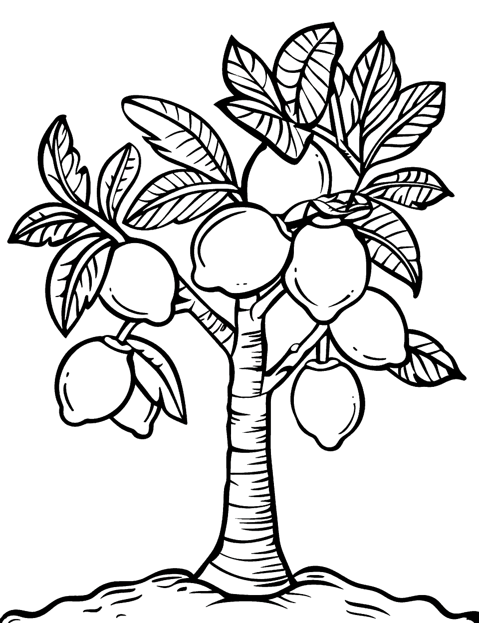 Summer Lemon Tree Coloring Page - A lemon tree with lemons ready for picking.